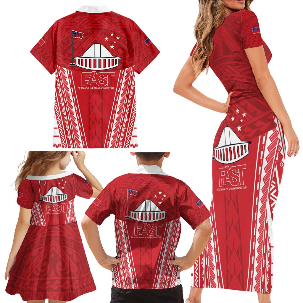 Samoa FAST Family Matching Short Sleeve Bodycon Dress and Hawaiian Shirt Forever Proud Samoan Tribal Pattern LT05 - Polynesian Pride