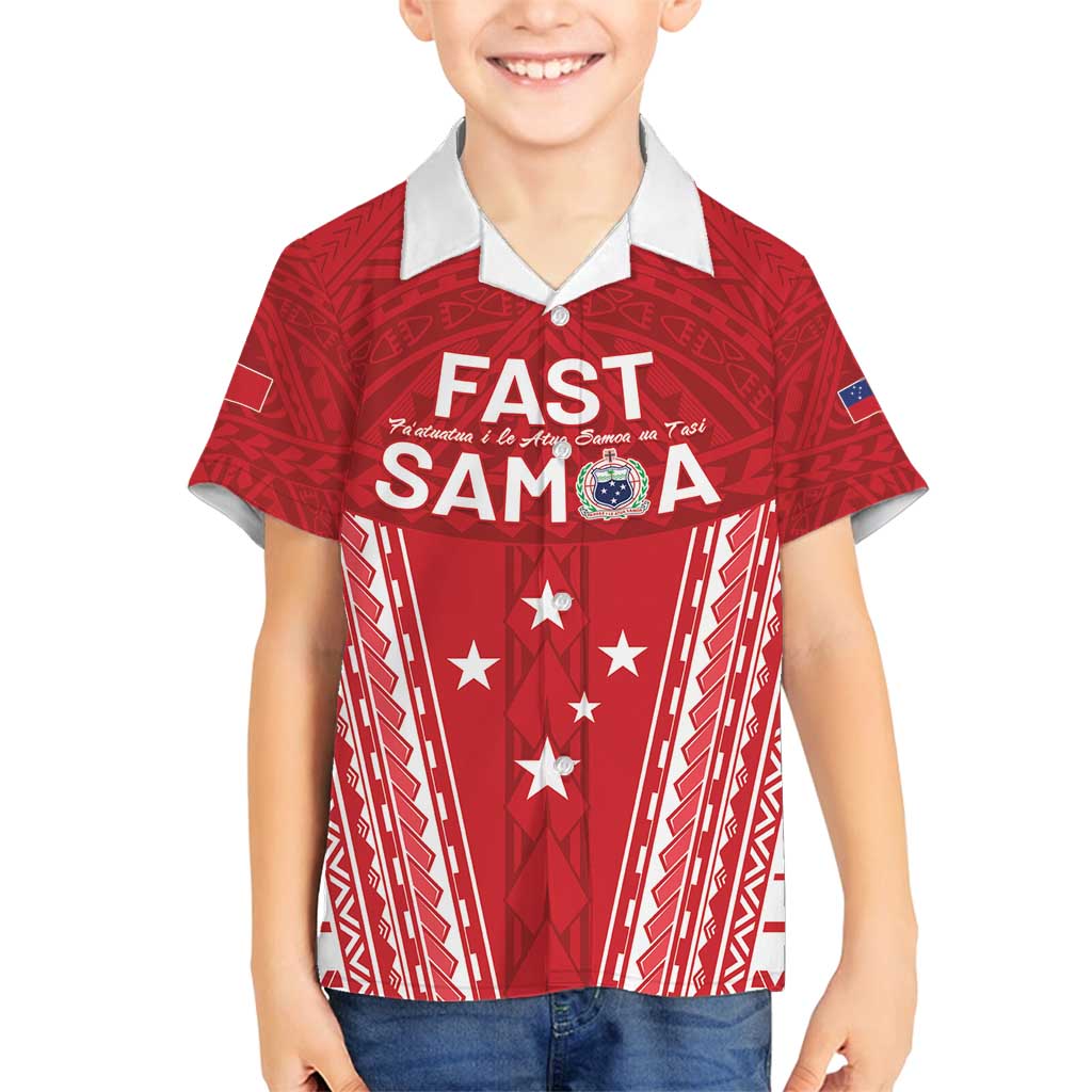 Samoa FAST Family Matching Tank Maxi Dress and Hawaiian Shirt Forever Proud Samoan Tribal Pattern LT05 Son's Shirt Red - Polynesian Pride