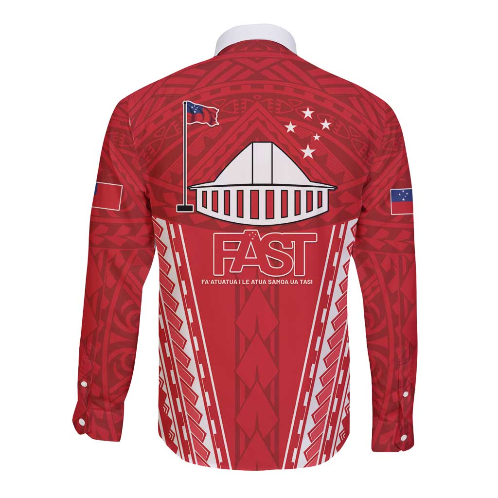 Samoa FAST Long Sleeve Button Shirt Forever Proud Samoan Tribal Pattern - Polynesian Pride