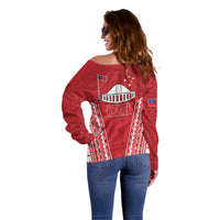 Samoa FAST Off Shoulder Sweater Forever Proud Samoan Tribal Pattern - Polynesian Pride