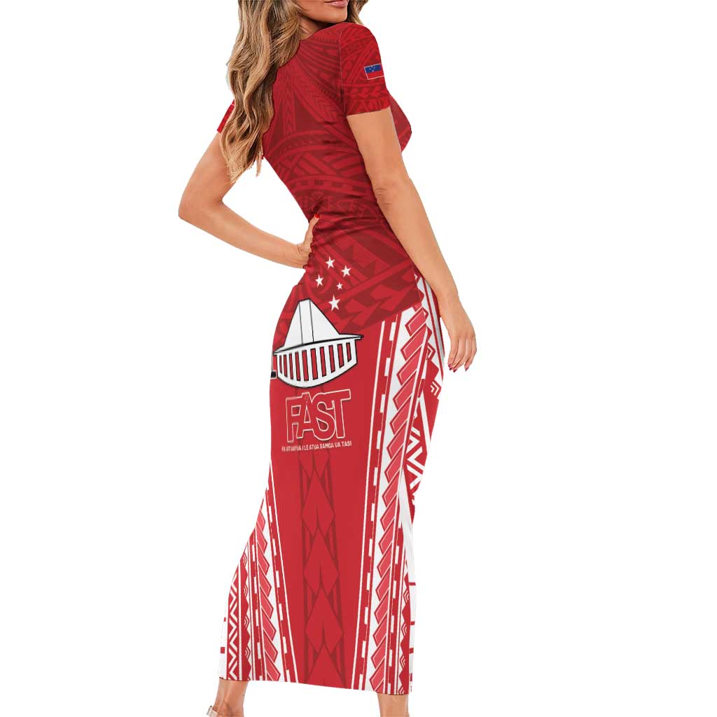 Samoa FAST Short Sleeve Bodycon Dress Forever Proud Samoan Tribal Pattern LT05 - Polynesian Pride