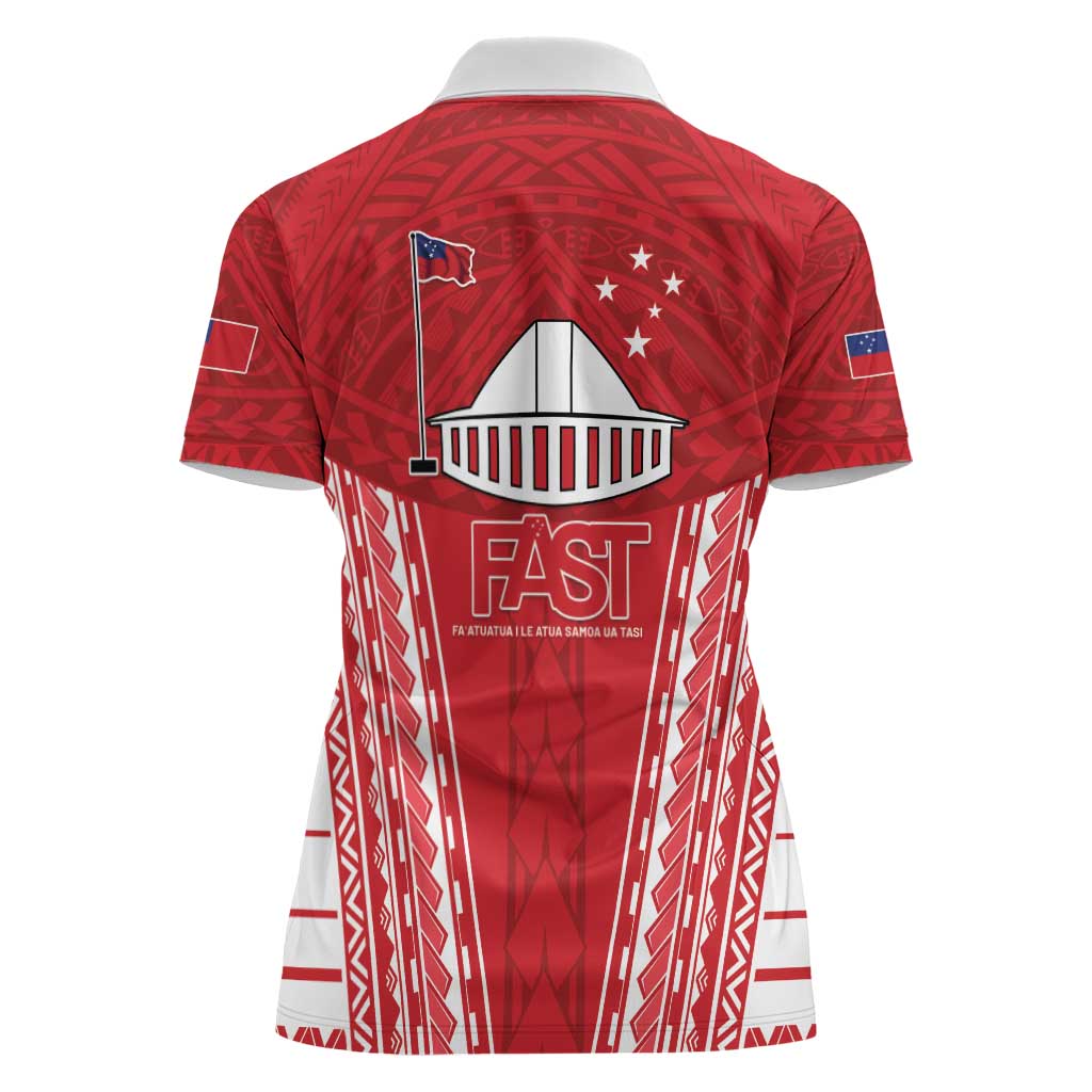 Samoa FAST Women Polo Shirt Forever Proud Samoan Tribal Pattern - Polynesian Pride