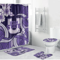 Utah State Polynesian Heritage Bathroom Set Floral Tribal Pattern Tropical Flowers LT05 Bathroom Set (4 pcs) Purple - Polynesian Pride