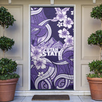 Utah State Polynesian Heritage Door Cover Floral Tribal Pattern Tropical Flowers LT05 Purple - Polynesian Pride
