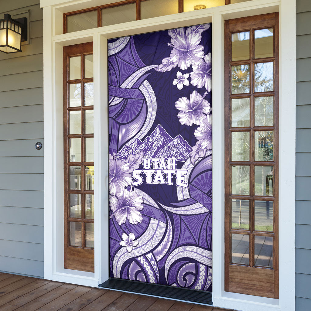 Utah State Polynesian Heritage Door Cover Floral Tribal Pattern Tropical Flowers LT05 - Polynesian Pride