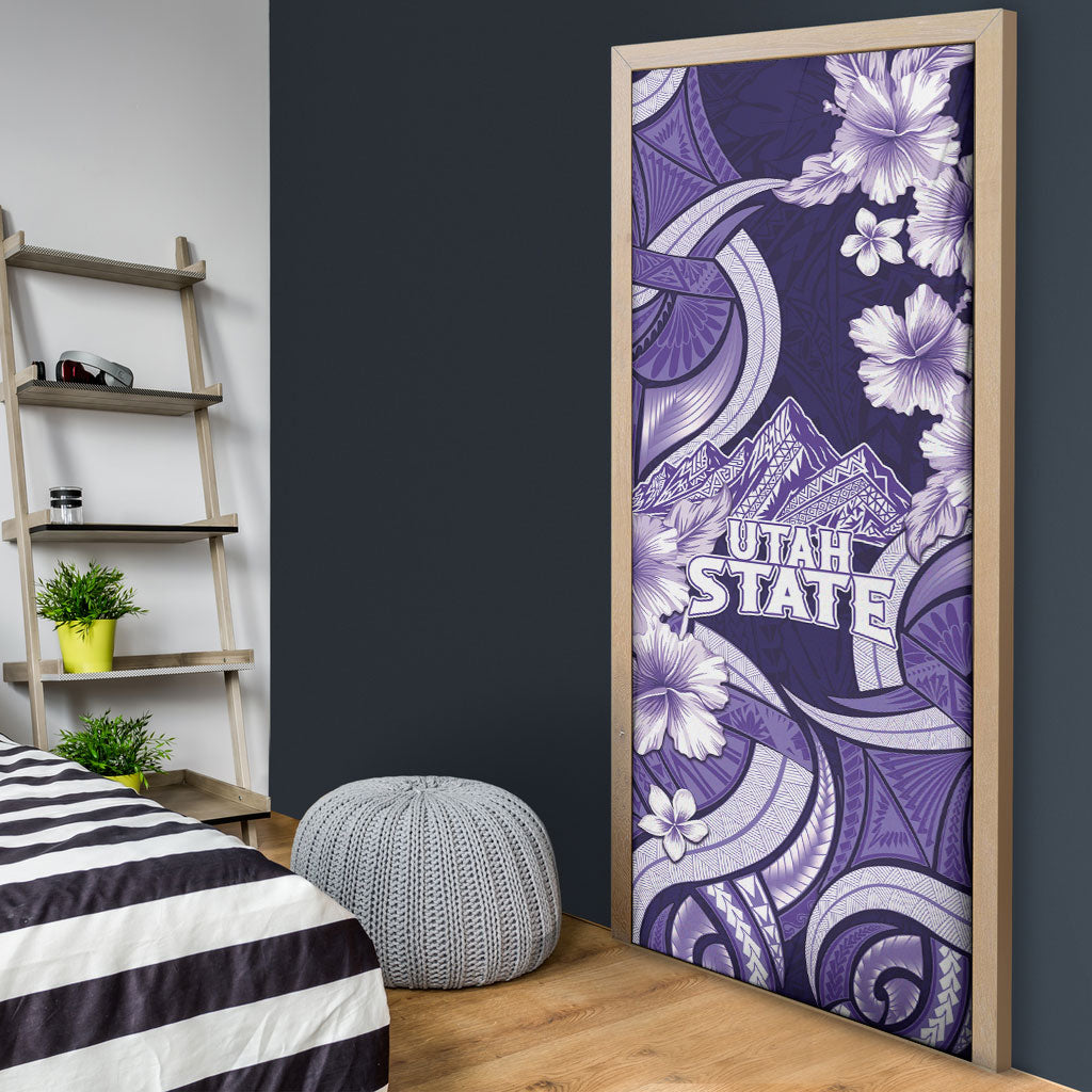 Utah State Polynesian Heritage Door Cover Floral Tribal Pattern Tropical Flowers LT05 - Polynesian Pride