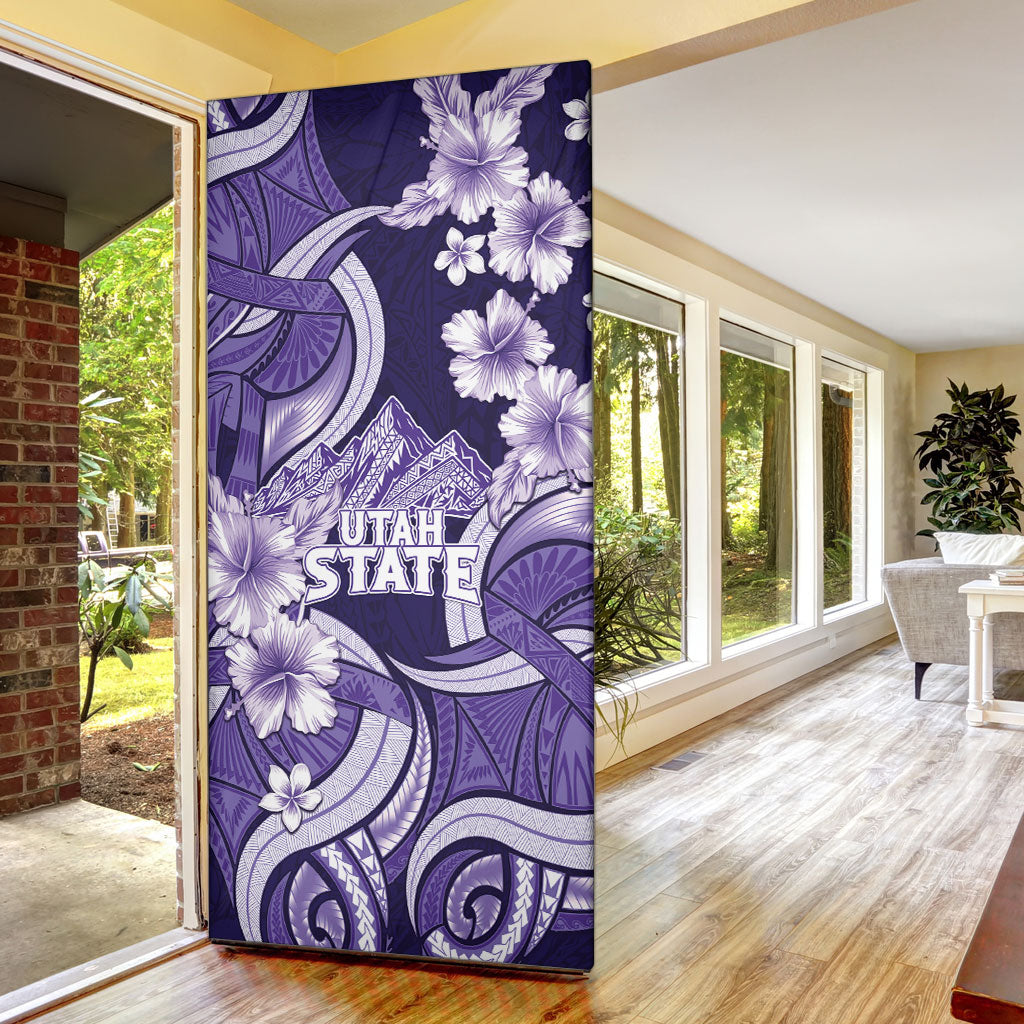 Utah State Polynesian Heritage Door Cover Floral Tribal Pattern Tropical Flowers LT05 - Polynesian Pride