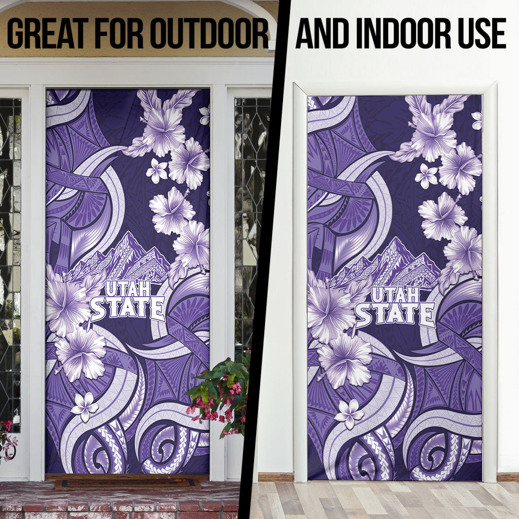 Utah State Polynesian Heritage Door Cover Floral Tribal Pattern Tropical Flowers LT05 - Polynesian Pride