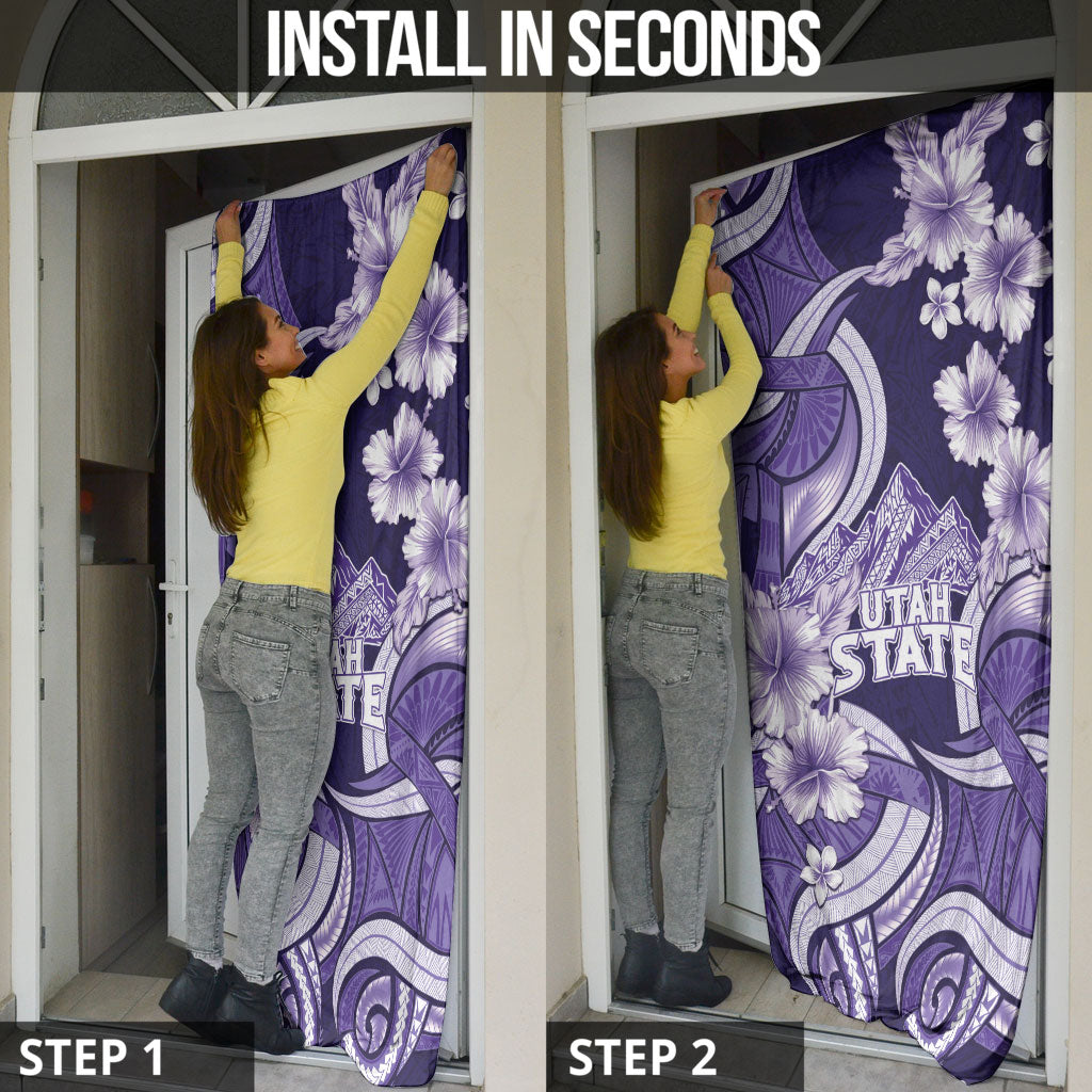 Utah State Polynesian Heritage Door Cover Floral Tribal Pattern Tropical Flowers LT05 - Polynesian Pride