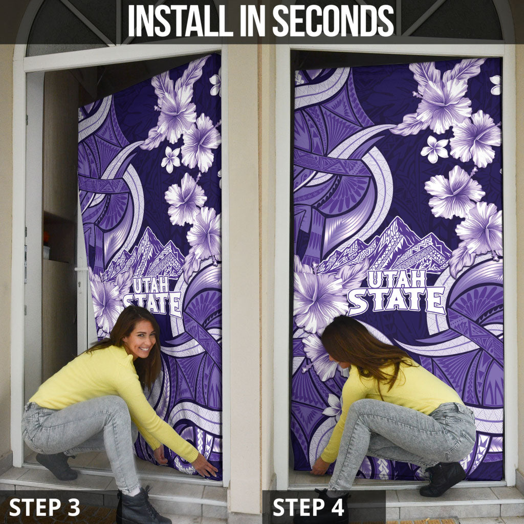 Utah State Polynesian Heritage Door Cover Floral Tribal Pattern Tropical Flowers LT05 - Polynesian Pride