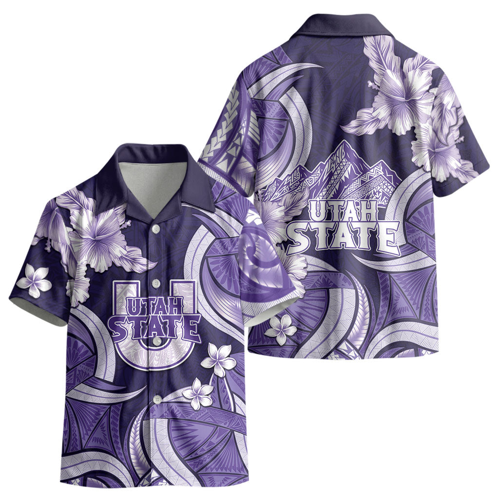 Utah State Polynesian Heritage Kid Hawaiian Shirt Floral Tribal Pattern Tropical Flowers LT05 - Polynesian Pride
