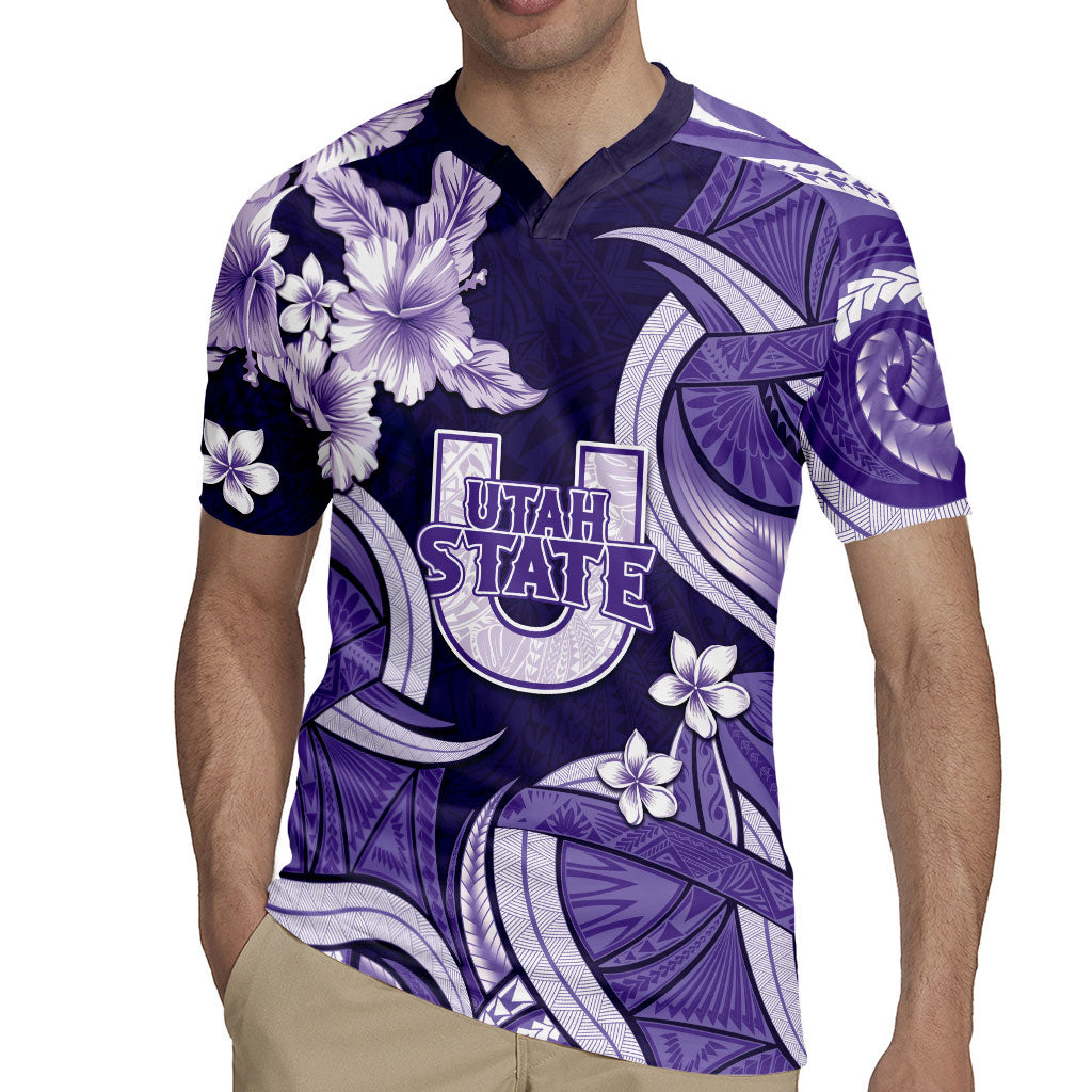 Utah State Polynesian Heritage Rugby Jersey Floral Tribal Pattern Tropical Flowers LT05 - Polynesian Pride