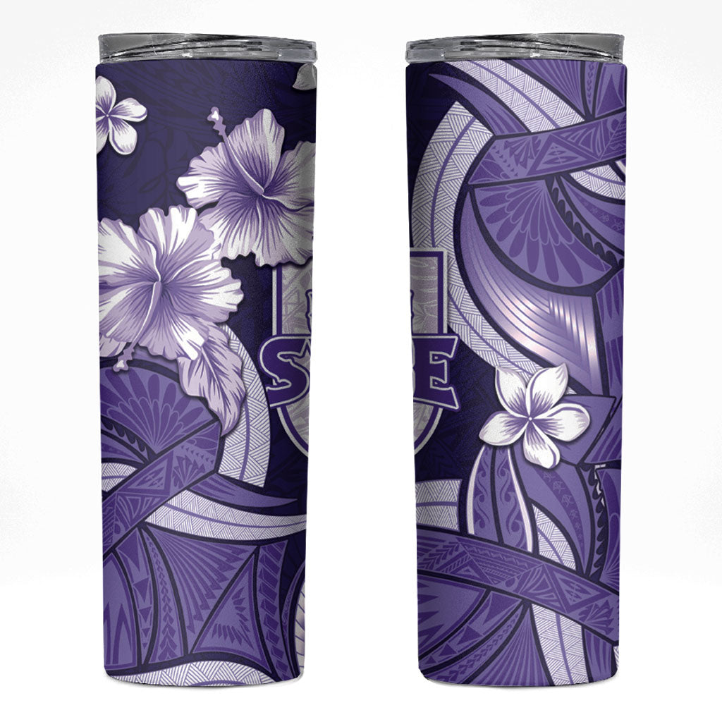 Utah State Polynesian Heritage Skinny Tumbler Floral Tribal Pattern Tropical Flowers LT05 Purple - Polynesian Pride