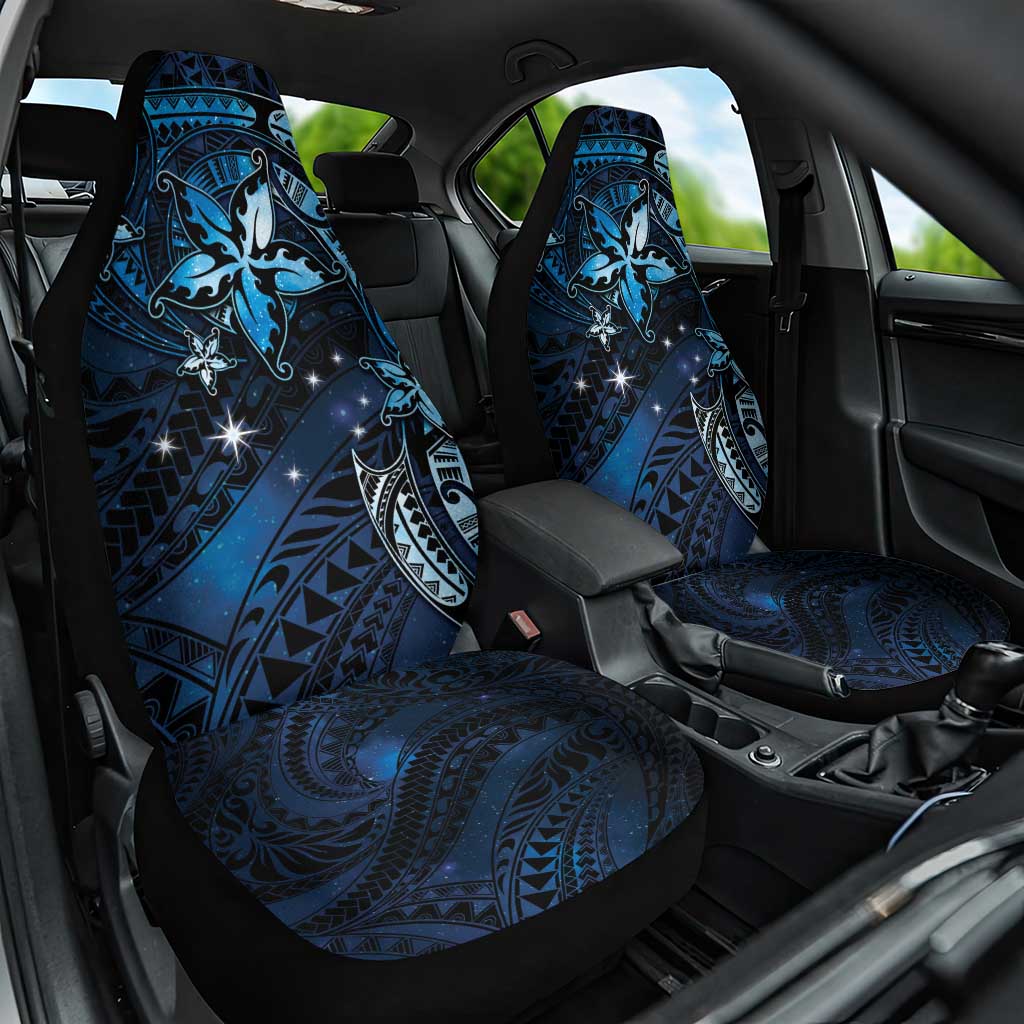 Hawaii Makahiki Season Car Seat Cover Floral Tribal Tattoo Blue Galaxy LT05 One Size Blue - Polynesian Pride
