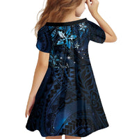 Hawaii Makahiki Season Family Matching Off Shoulder Maxi Dress and Hawaiian Shirt Floral Tribal Tattoo Blue Galaxy LT05 - Polynesian Pride
