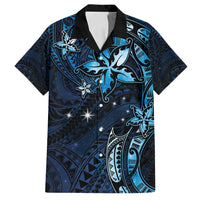 Hawaii Makahiki Season Family Matching Tank Maxi Dress and Hawaiian Shirt Floral Tribal Tattoo Blue Galaxy LT05 Dad's Shirt - Short Sleeve Blue - Polynesian Pride