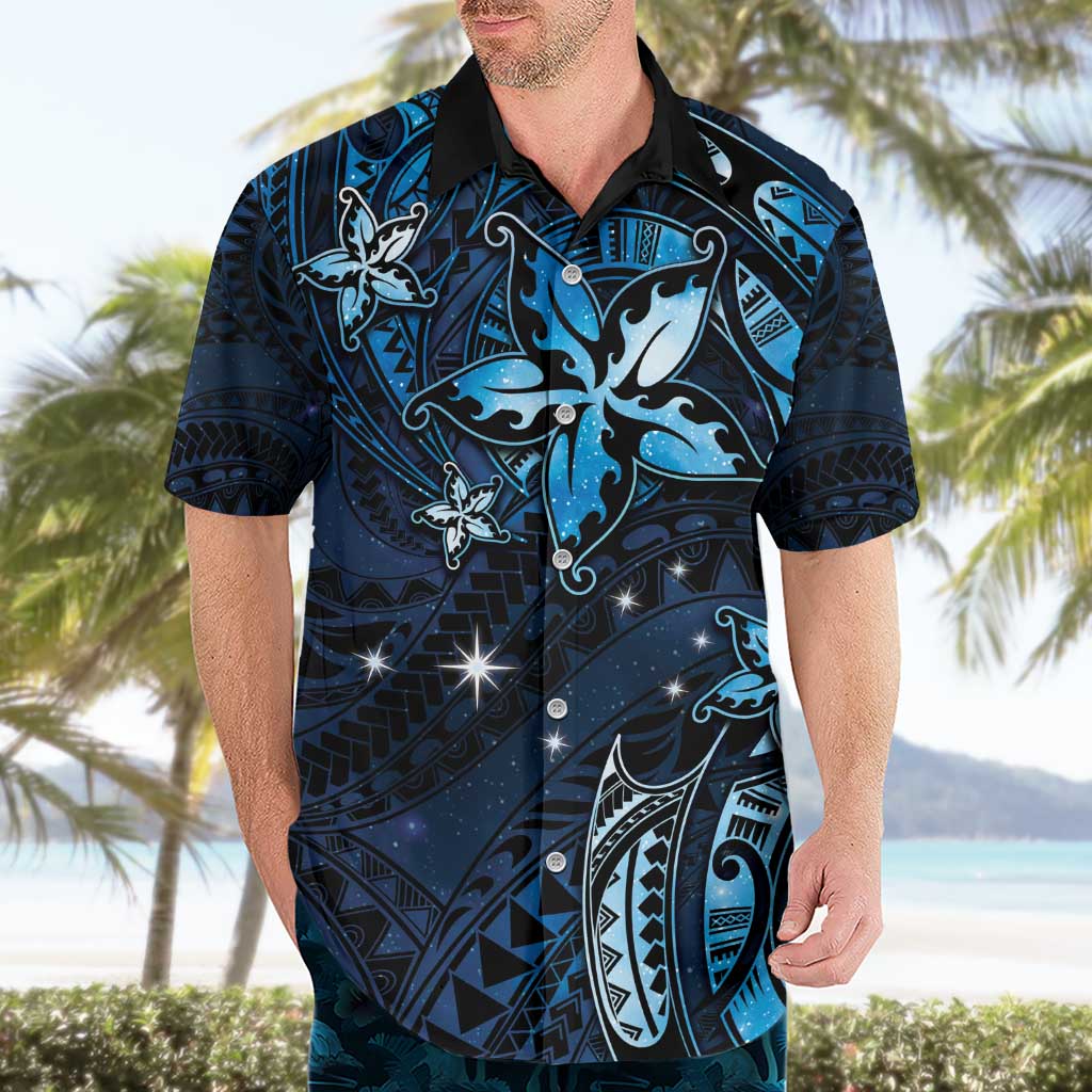 Hawaii Makahiki Season Hawaiian Shirt Floral Tribal Tattoo Blue Galaxy LT05 - Polynesian Pride