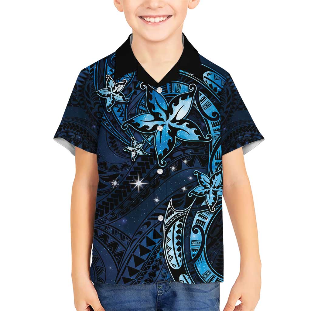 Hawaii Makahiki Season Hawaiian Shirt Floral Tribal Tattoo Blue Galaxy LT05 - Polynesian Pride