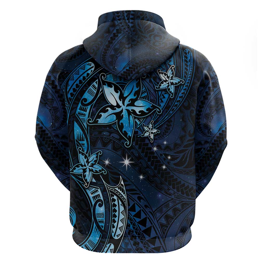 Hawaii Makahiki Season Hoodie Floral Tribal Tattoo Blue Galaxy LT05 - Polynesian Pride