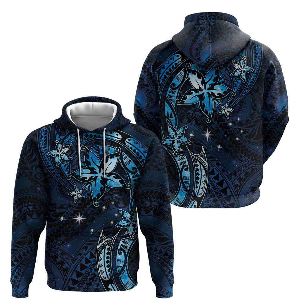 Hawaii Makahiki Season Hoodie Floral Tribal Tattoo Blue Galaxy LT05 - Polynesian Pride