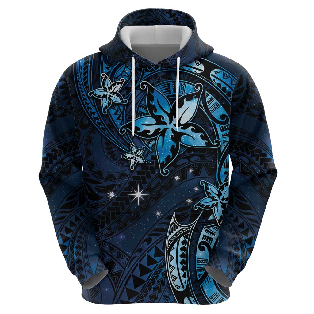 Hawaii Makahiki Season Hoodie Floral Tribal Tattoo Blue Galaxy LT05 - Polynesian Pride