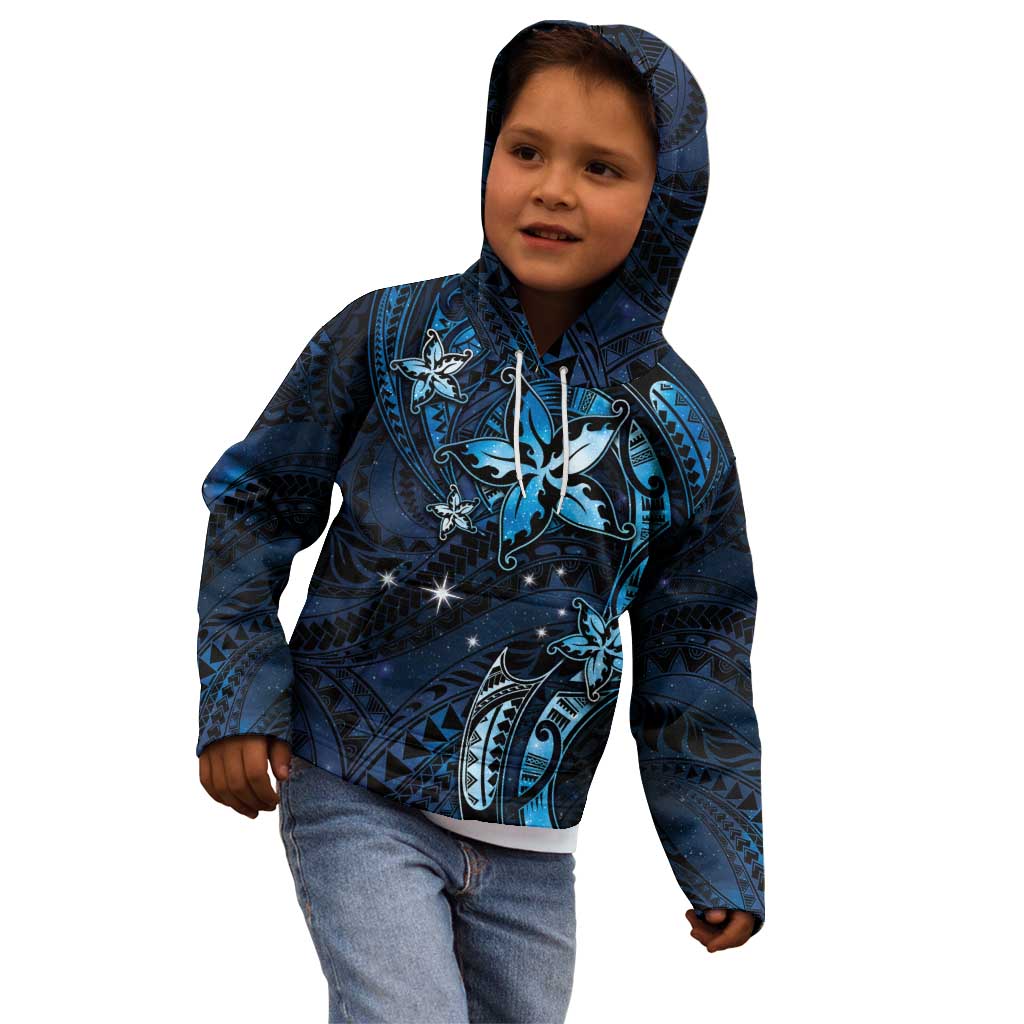 Hawaii Makahiki Season Kid Hoodie Floral Tribal Tattoo Blue Galaxy LT05 - Polynesian Pride