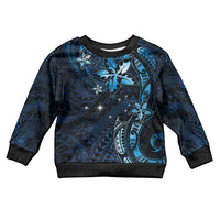 Hawaii Makahiki Season Kid Ugly Christmas Sweater Floral Tribal Tattoo Blue Galaxy LT05 Kid Blue - Polynesian Pride