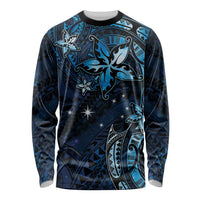 Hawaii Makahiki Season Long Sleeve Shirt Floral Tribal Tattoo Blue Galaxy LT05 Unisex Blue - Polynesian Pride