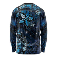 Hawaii Makahiki Season Long Sleeve Shirt Floral Tribal Tattoo Blue Galaxy LT05 - Polynesian Pride