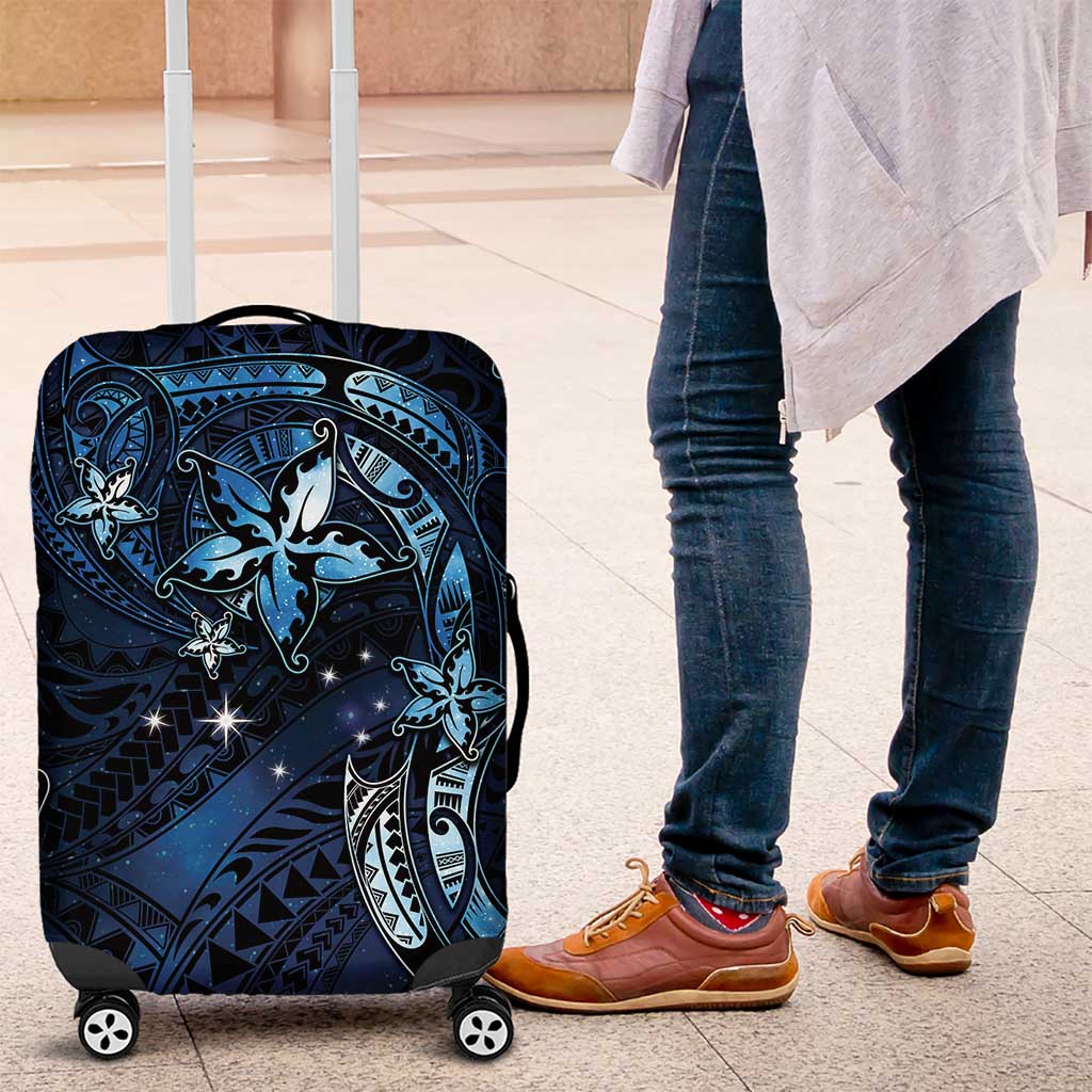 Hawaii Makahiki Season Luggage Cover Floral Tribal Tattoo Blue Galaxy LT05 Blue - Polynesian Pride
