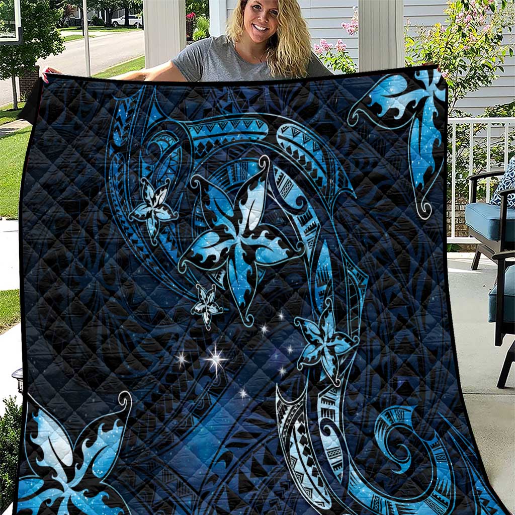 Hawaii Makahiki Season Quilt Floral Tribal Tattoo Blue Galaxy LT05 Blue - Polynesian Pride