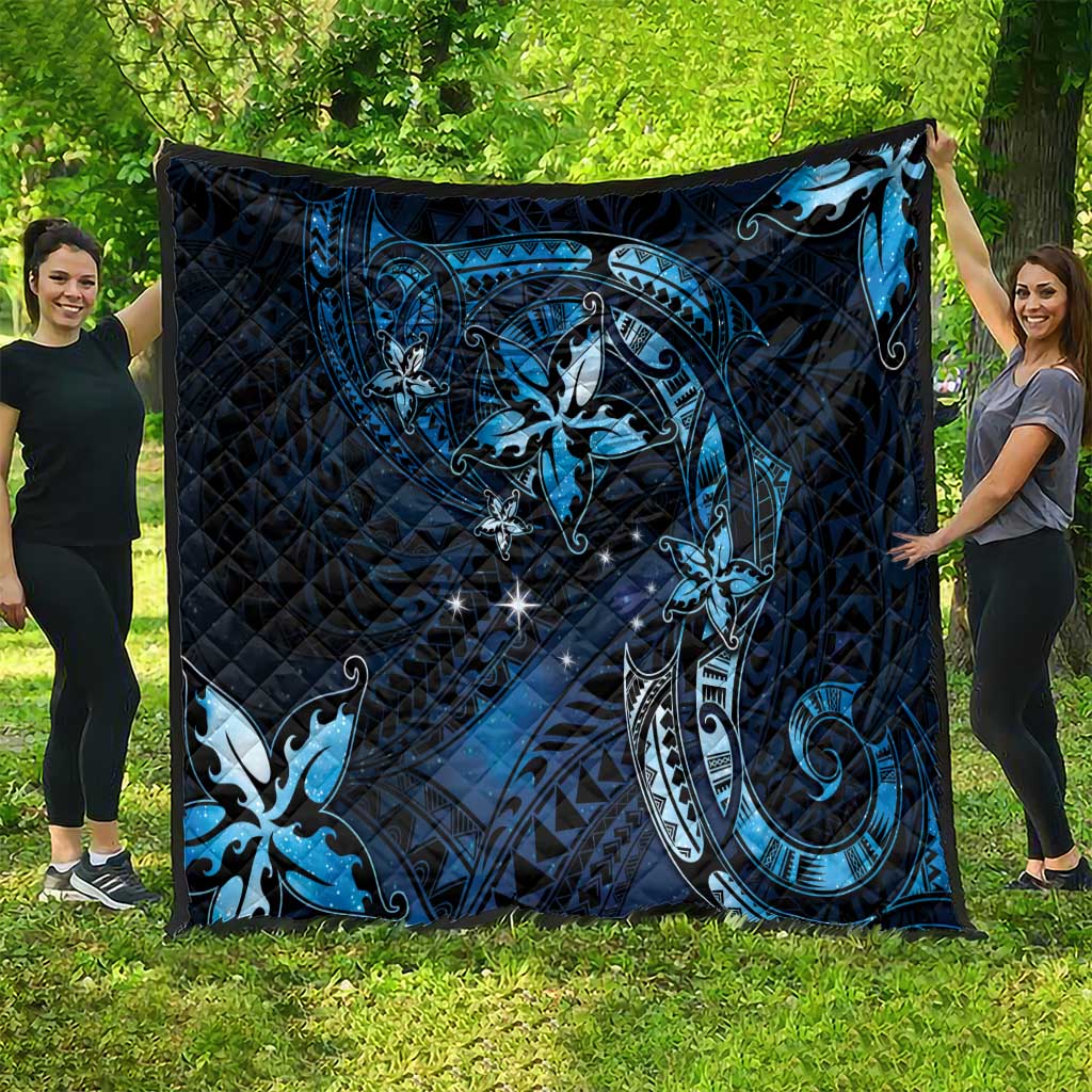 Hawaii Makahiki Season Quilt Floral Tribal Tattoo Blue Galaxy LT05 - Polynesian Pride