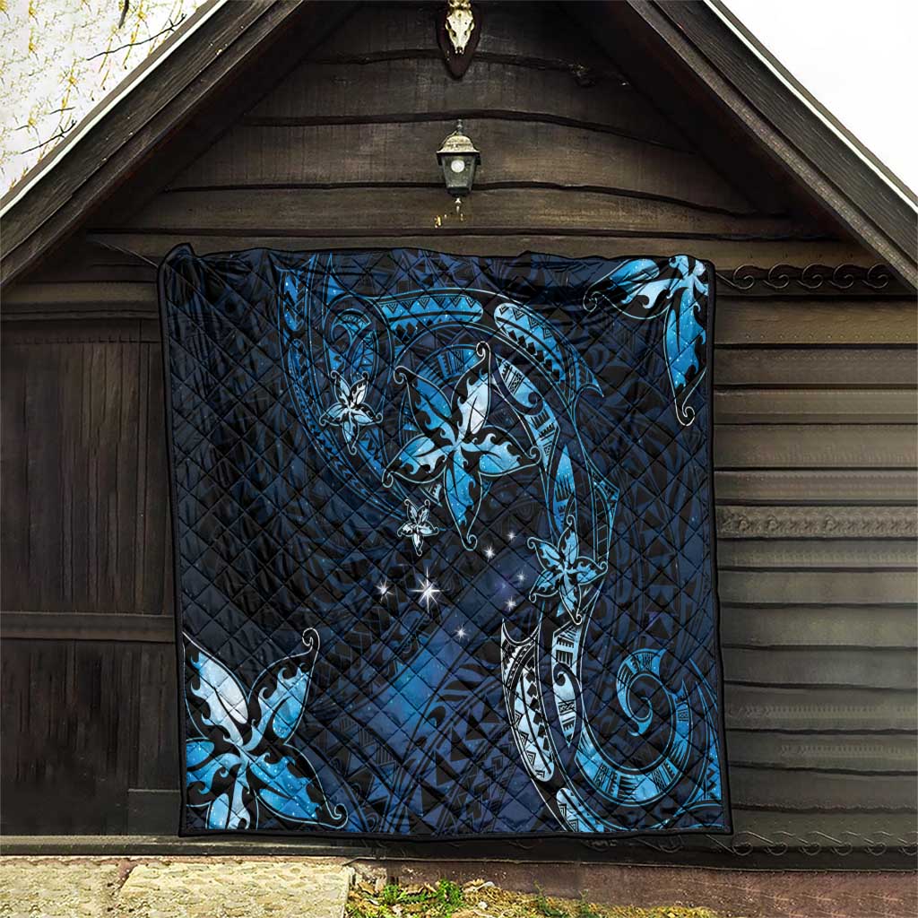 Hawaii Makahiki Season Quilt Floral Tribal Tattoo Blue Galaxy LT05 - Polynesian Pride