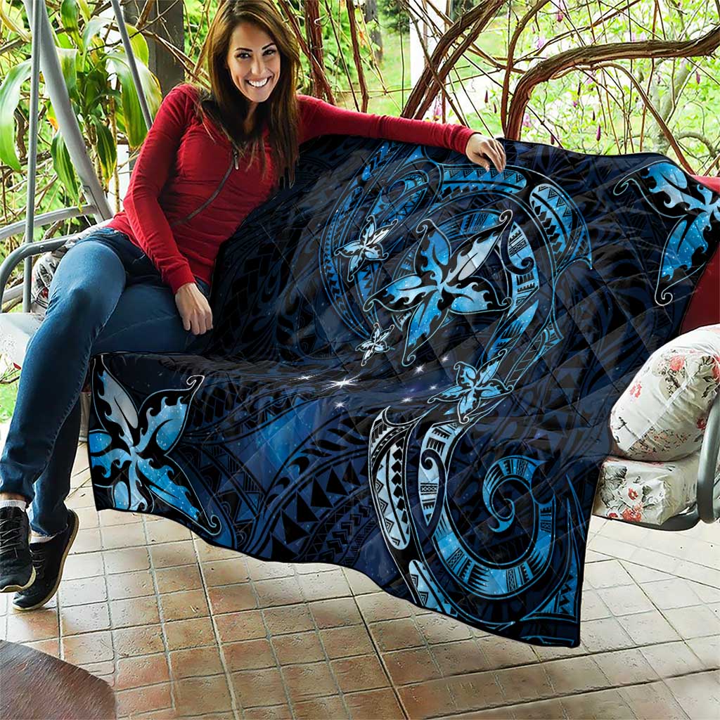 Hawaii Makahiki Season Quilt Floral Tribal Tattoo Blue Galaxy LT05 - Polynesian Pride