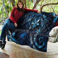 Hawaii Makahiki Season Quilt Floral Tribal Tattoo Blue Galaxy LT05 - Polynesian Pride
