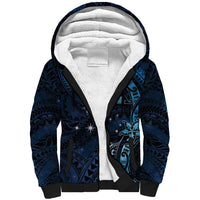 Hawaii Makahiki Season Sherpa Hoodie Floral Tribal Tattoo Blue Galaxy LT05 Unisex Blue - Polynesian Pride