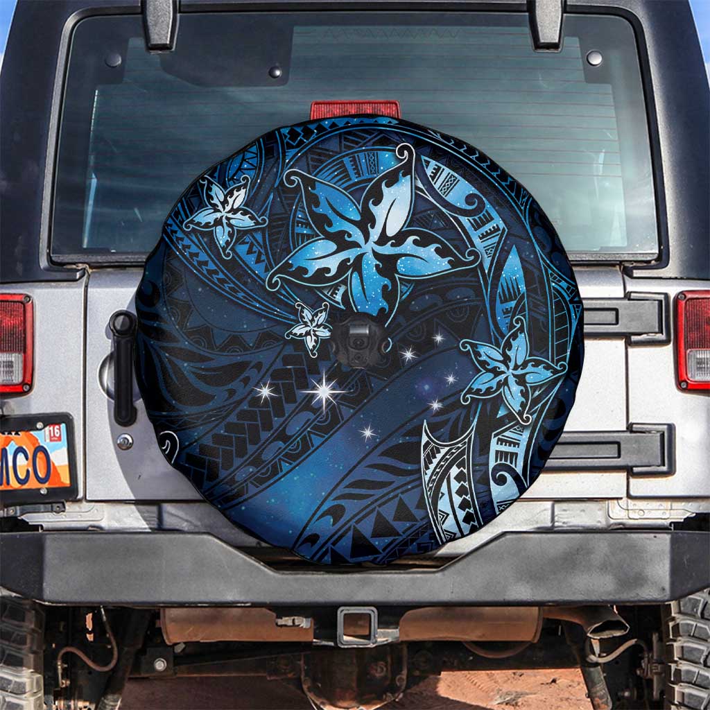 Hawaii Makahiki Season Spare Tire Cover Floral Tribal Tattoo Blue Galaxy LT05 Blue - Polynesian Pride
