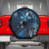 Hawaii Makahiki Season Spare Tire Cover Floral Tribal Tattoo Blue Galaxy LT05 - Polynesian Pride