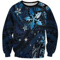 Hawaii Makahiki Season Sweatshirt Floral Tribal Tattoo Blue Galaxy LT05 Unisex Blue - Polynesian Pride