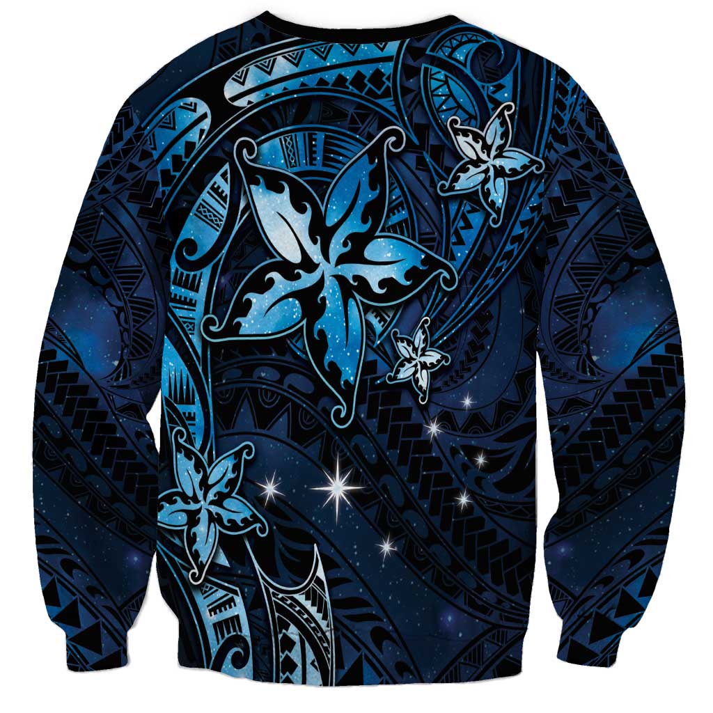 Hawaii Makahiki Season Sweatshirt Floral Tribal Tattoo Blue Galaxy LT05 - Polynesian Pride