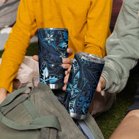 Hawaii Makahiki Season Tumbler Cup Floral Tribal Tattoo Blue Galaxy LT05 - Polynesian Pride
