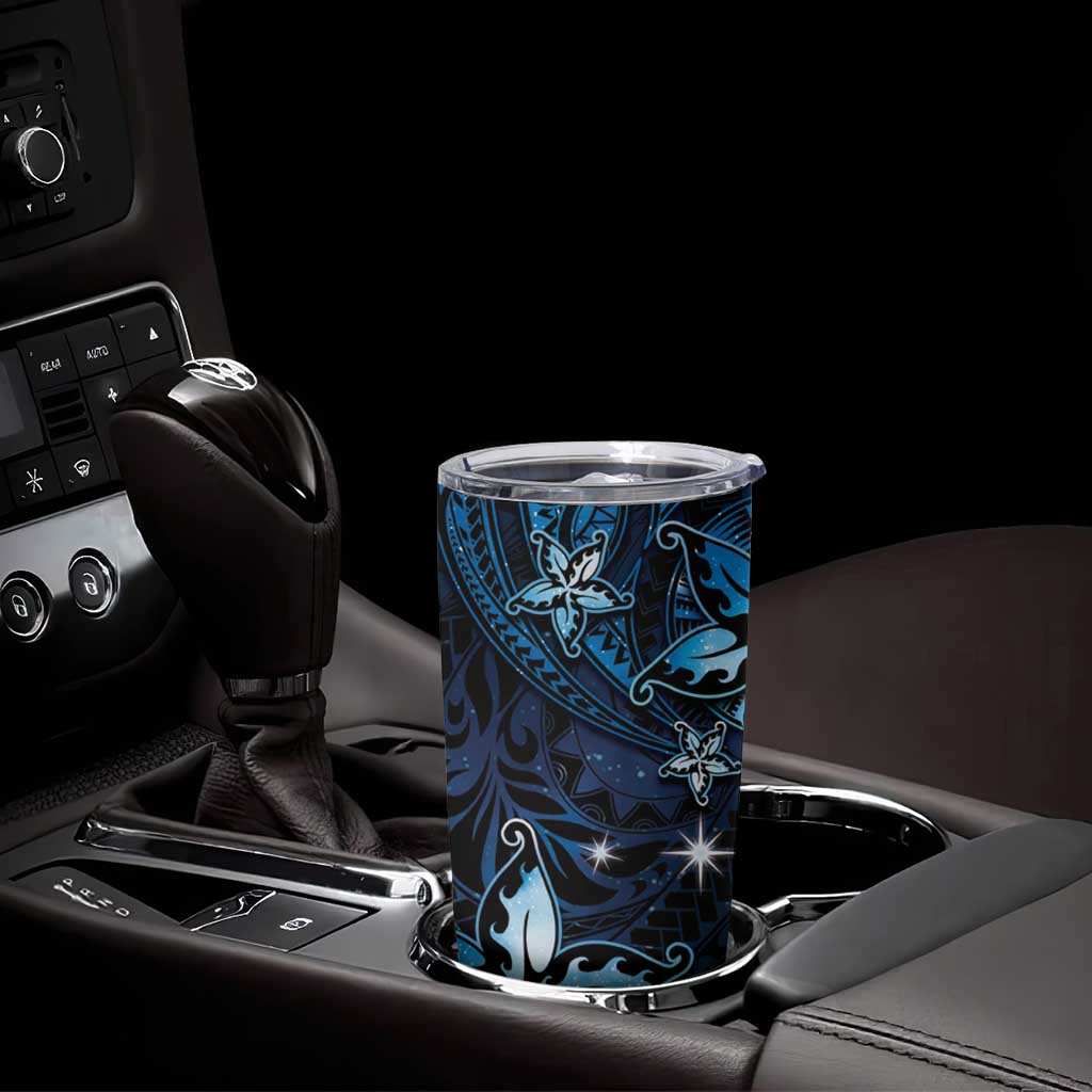 Hawaii Makahiki Season Tumbler Cup Floral Tribal Tattoo Blue Galaxy LT05 - Polynesian Pride