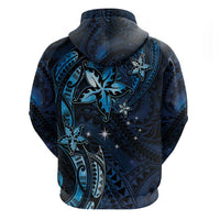 Hawaii Makahiki Season Zip Hoodie Floral Tribal Tattoo Blue Galaxy LT05 - Polynesian Pride