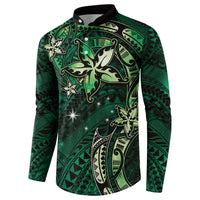 Hawaii Makahiki Season Button Sweatshirt Floral Tribal Tattoo Green Galaxy