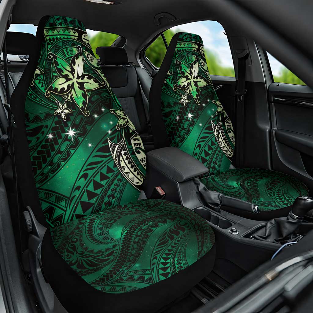 Hawaii Makahiki Season Car Seat Cover Floral Tribal Tattoo Green Galaxy LT05 One Size Green - Polynesian Pride