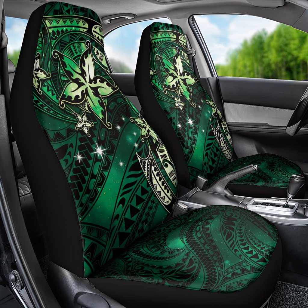 Hawaii Makahiki Season Car Seat Cover Floral Tribal Tattoo Green Galaxy LT05 - Polynesian Pride
