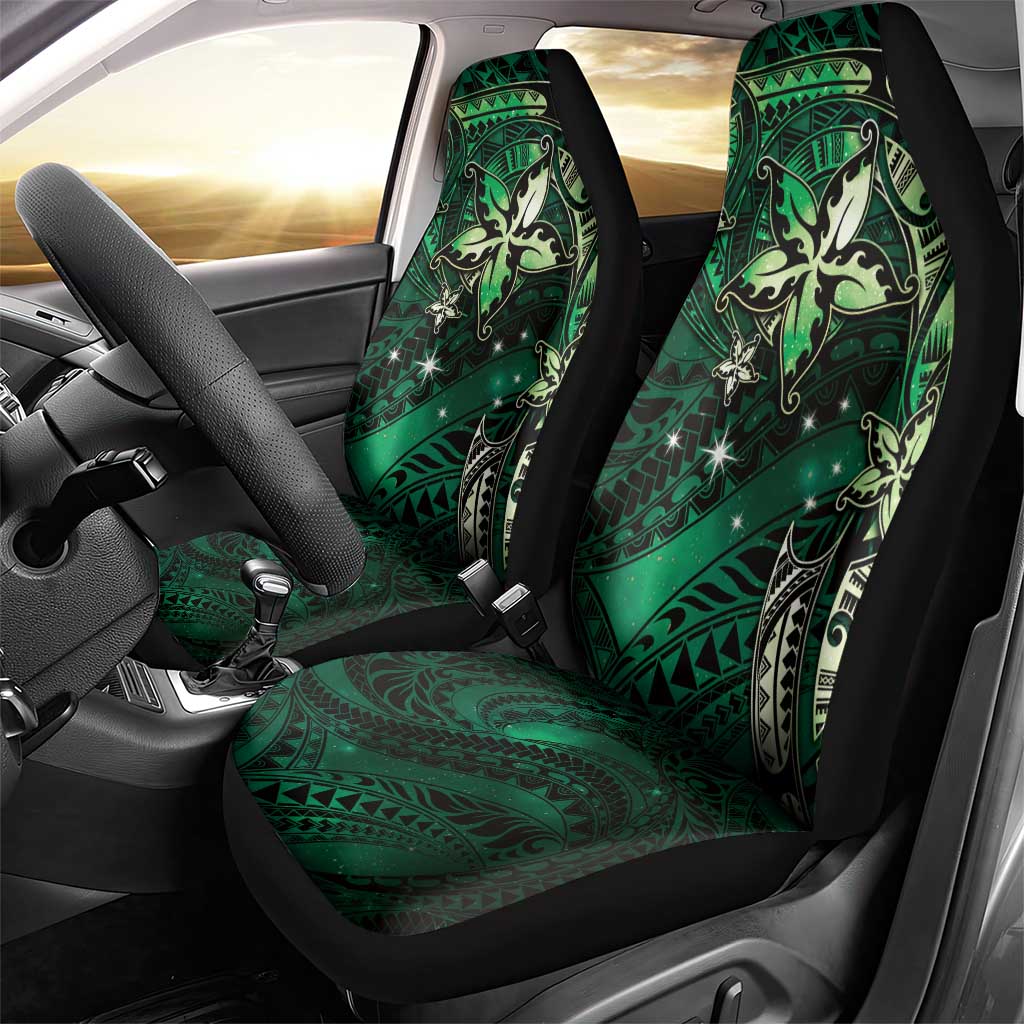 Hawaii Makahiki Season Car Seat Cover Floral Tribal Tattoo Green Galaxy LT05 - Polynesian Pride