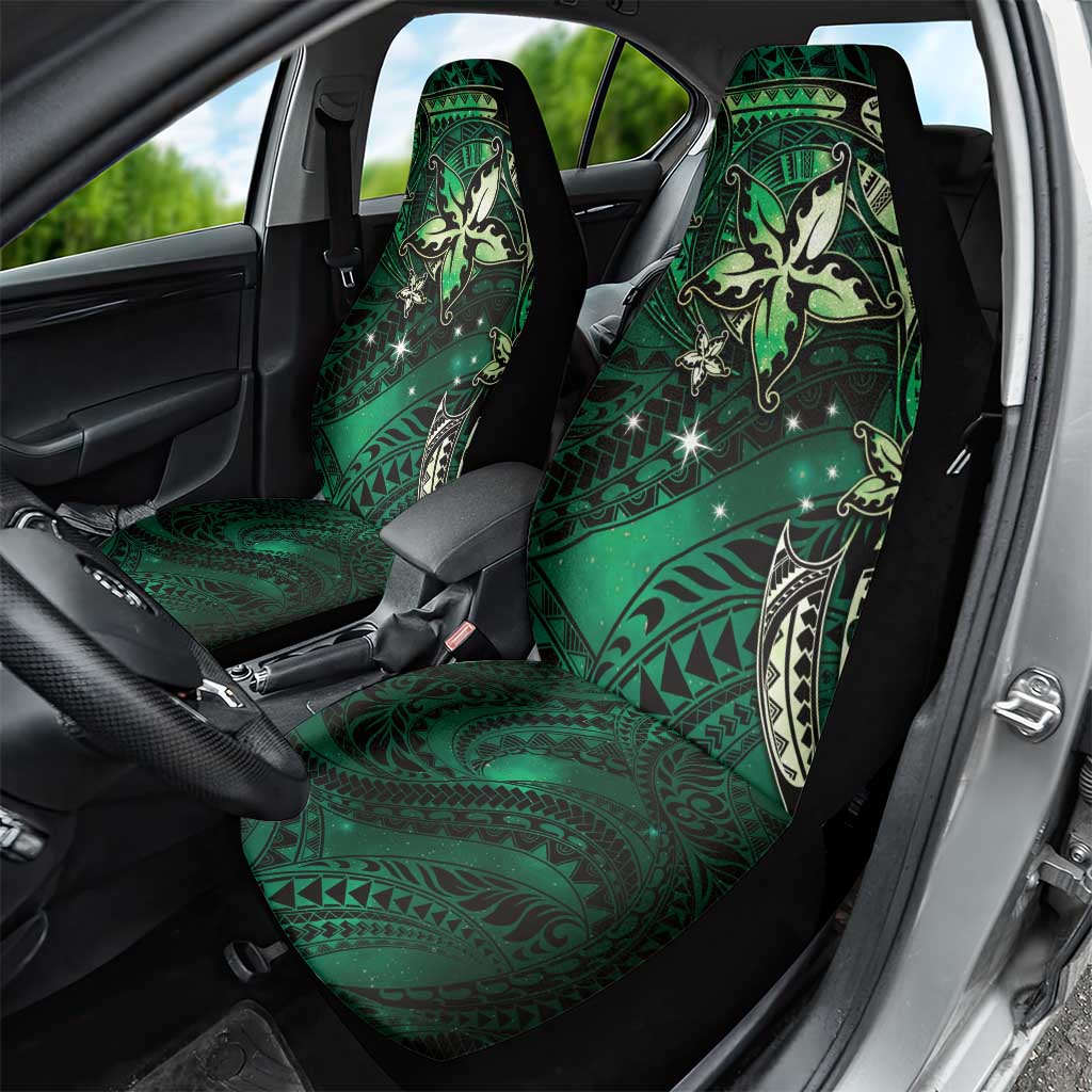 Hawaii Makahiki Season Car Seat Cover Floral Tribal Tattoo Green Galaxy LT05 - Polynesian Pride