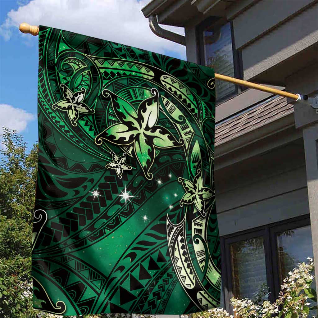 Hawaii Makahiki Season Garden Flag Floral Tribal Tattoo Green Galaxy LT05 - Polynesian Pride