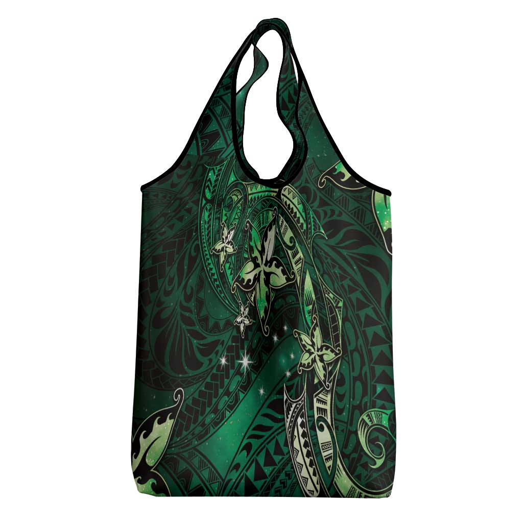Hawaii Makahiki Season Grocery Bag Floral Tribal Tattoo Green Galaxy LT05 - Polynesian Pride